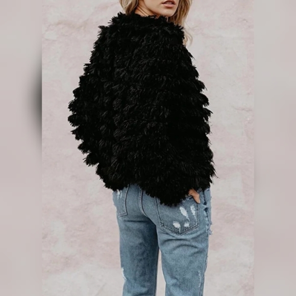 Black Fluffy Jacket for Winter and Fall - Picture 7 of 8